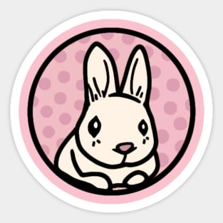 Easter Day Shy Cute Rabbit Wishes Happy Easter Christian Holiday (Pink) Sticker